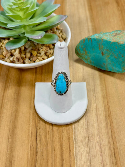 Kingman Turquoise Teardrop Sterling Silver Ring