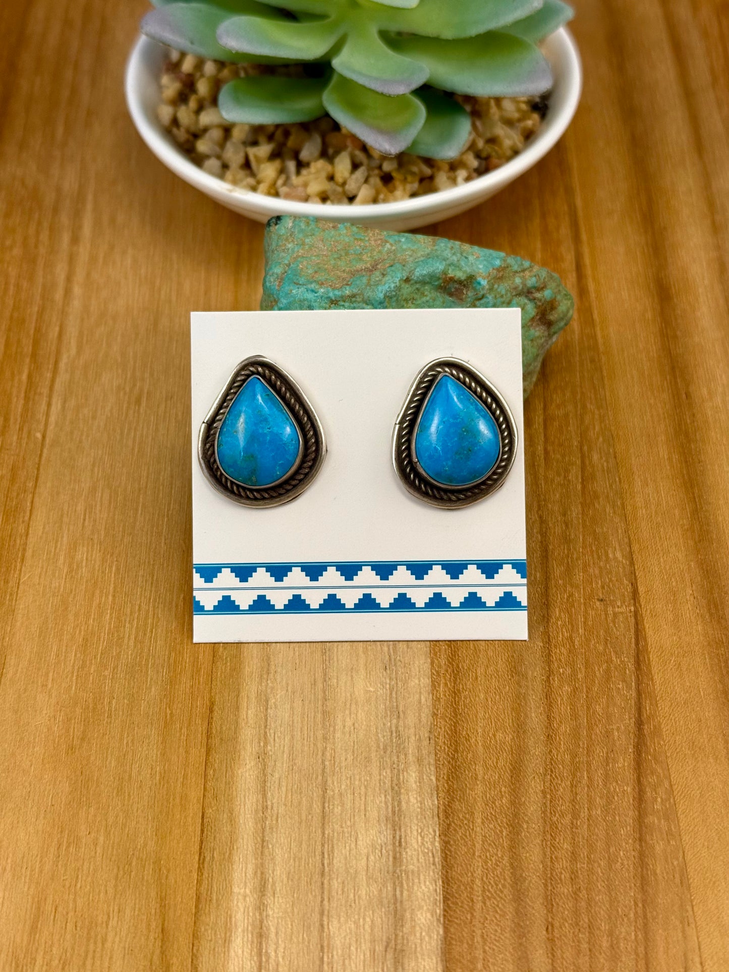 Kingman Turquoise Sterling Stud Earrings