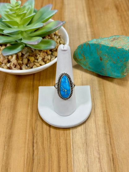 Kingman Turquoise Teardrop Sterling Silver Ring