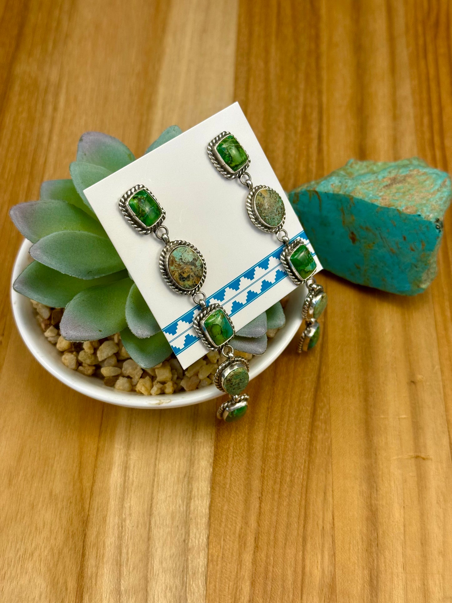 Kingman Turquoise 5 Stone Dangle Earrings