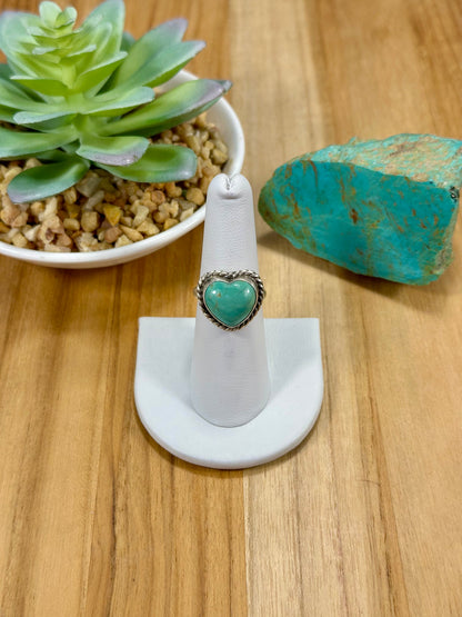 Kingman Turquoise Heart Sterling Silver Ring