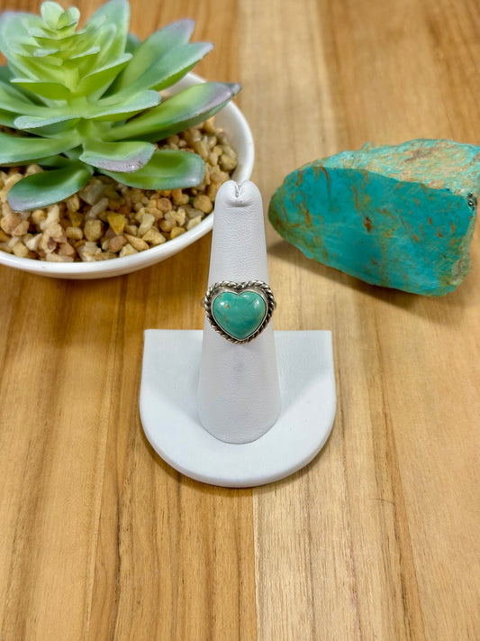 Kingman Turquoise Heart Sterling Silver Ring