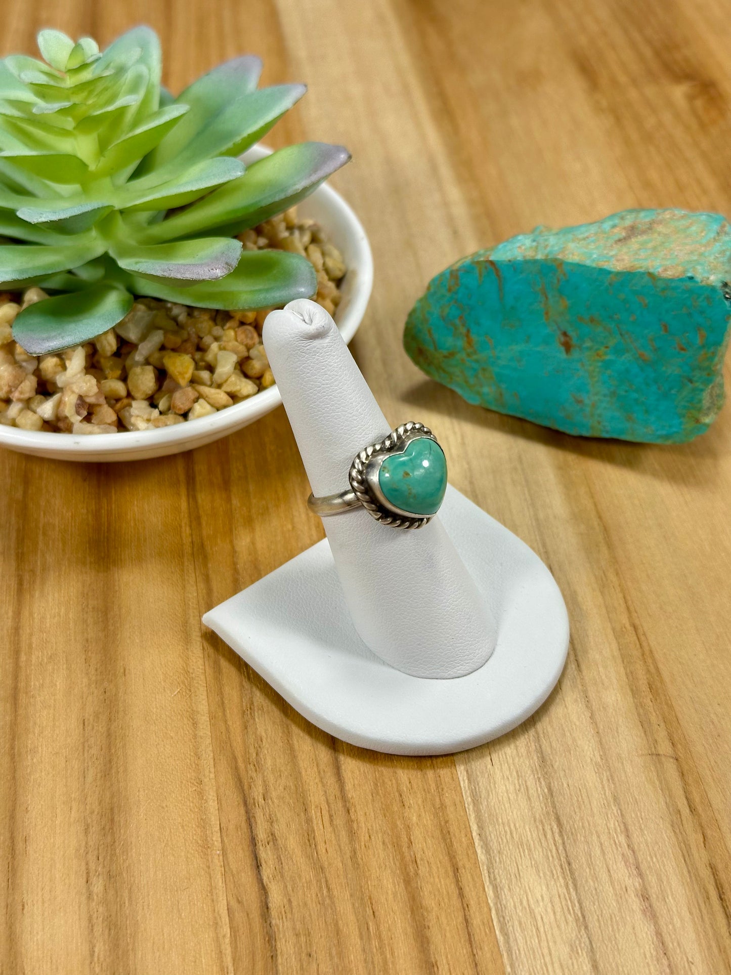 Kingman Turquoise Heart Sterling Silver Ring