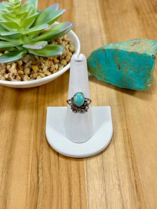 Kingman Turquoise Single Stone Sterling Silver Ring