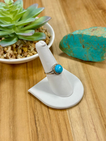 Kingman Turquoise Single Stone Sterling Silver Ring