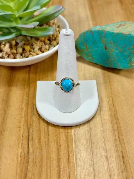 Kingman Turquoise Single Stone Sterling Silver Ring