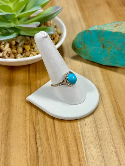 Kingman Turquoise Single Stone Sterling Silver Ring