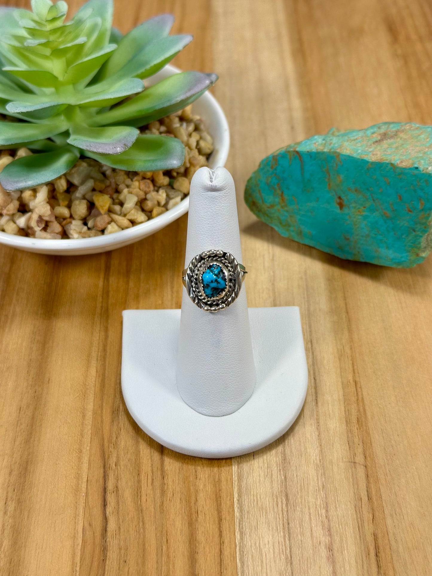 Kingman Turquoise Single Stone Sterling Silver Ring