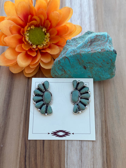 Kingman Turquoise Half Cluster Earrings