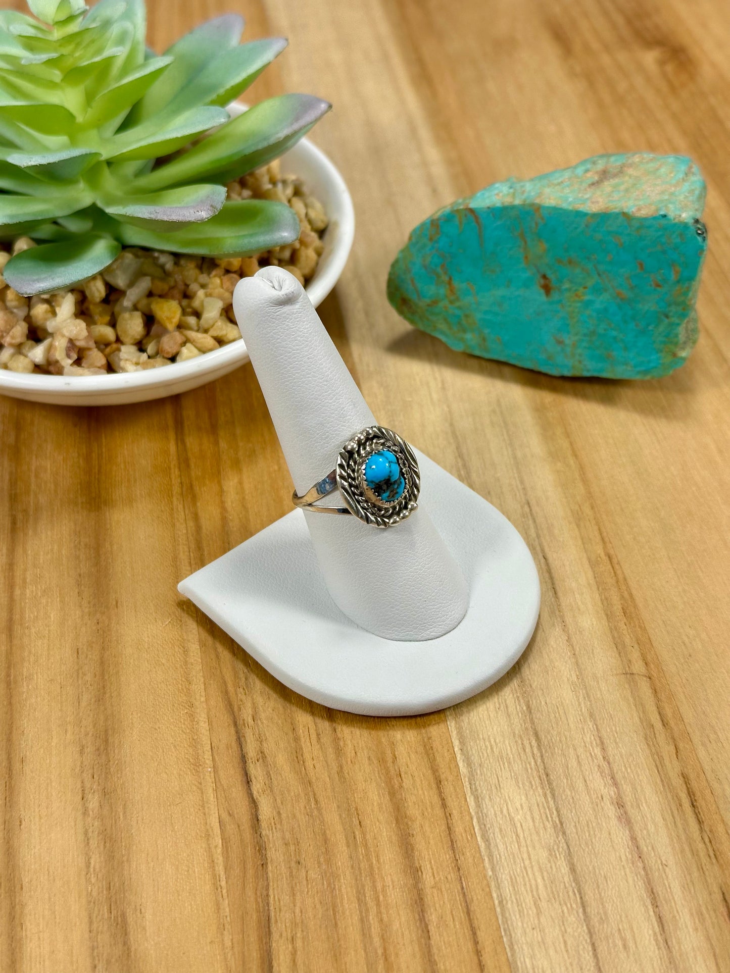 Kingman Turquoise Single Stone Sterling Silver Ring