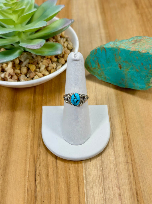 Kingman Turquoise Single Stone Sterling Silver Ring