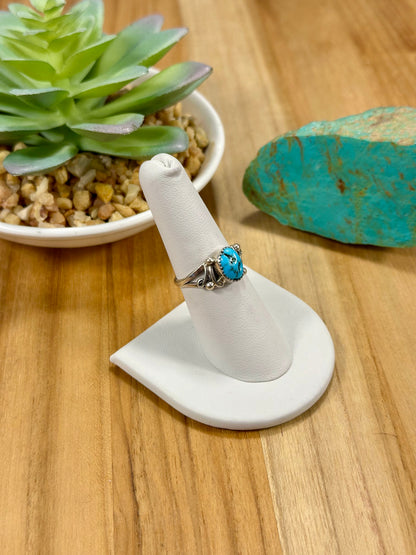 Kingman Turquoise Single Stone Sterling Silver Ring