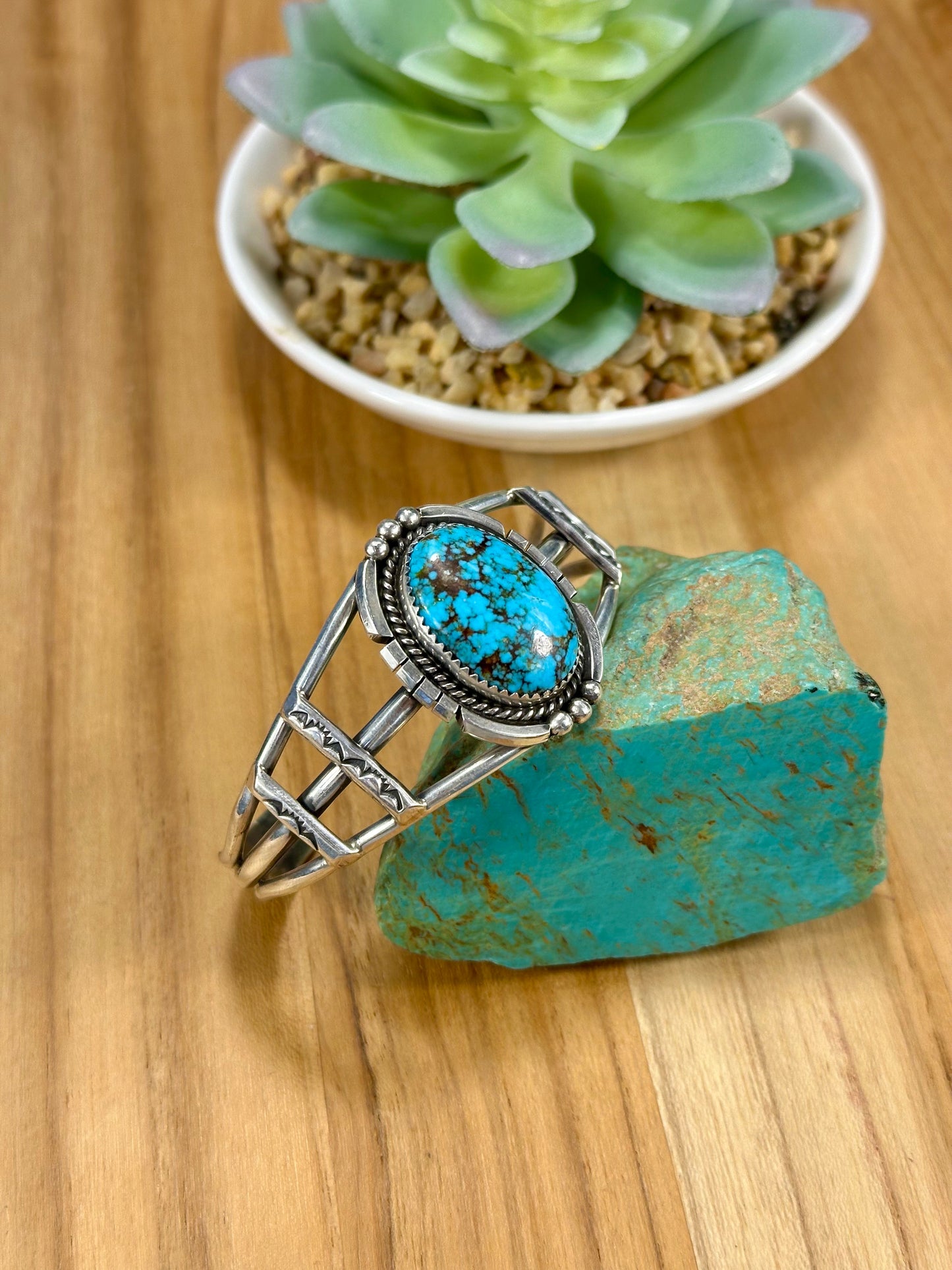 Kingman Turquoise Oval Sterling Silver Cuff Bracelet
