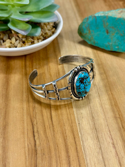 Kingman Turquoise Oval Sterling Silver Cuff Bracelet