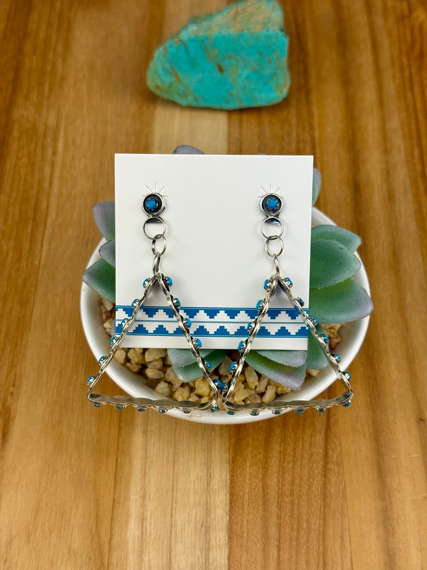 Kingman Turquoise Triangle Dangle Earrings