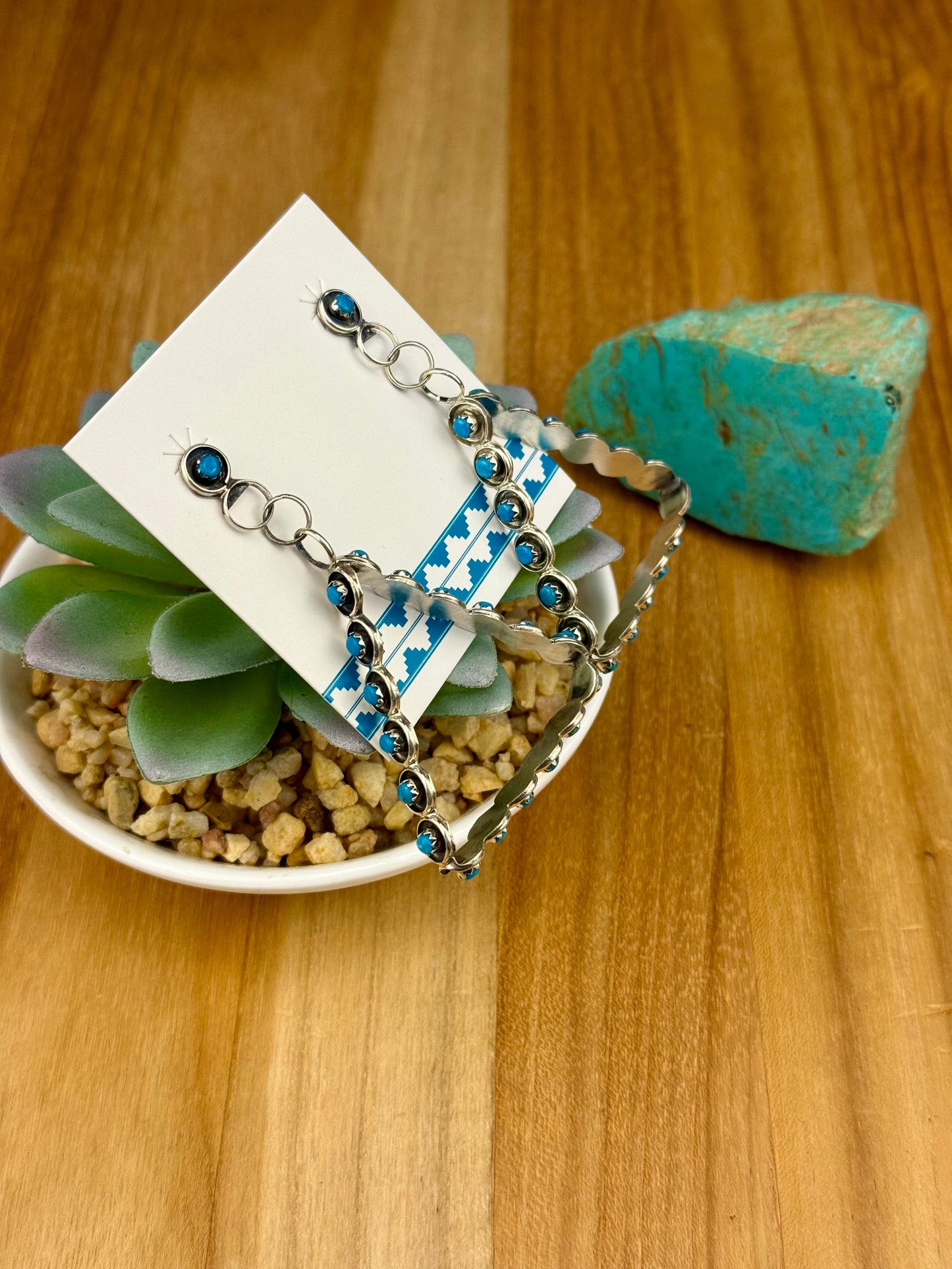 Kingman Turquoise Triangle Dangle Earrings