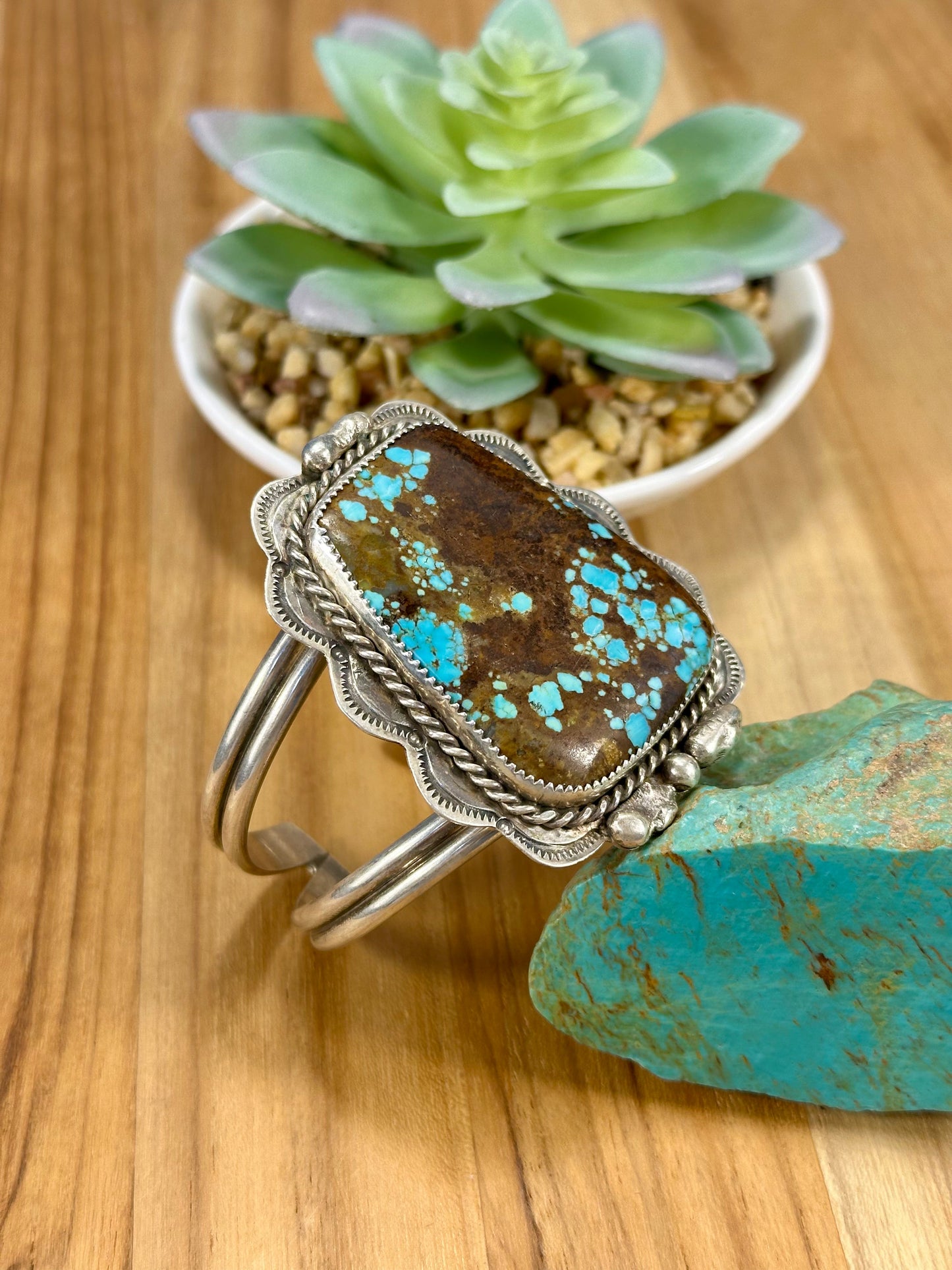 #8 Single Stone Sterling Silver Cuff Bracelet