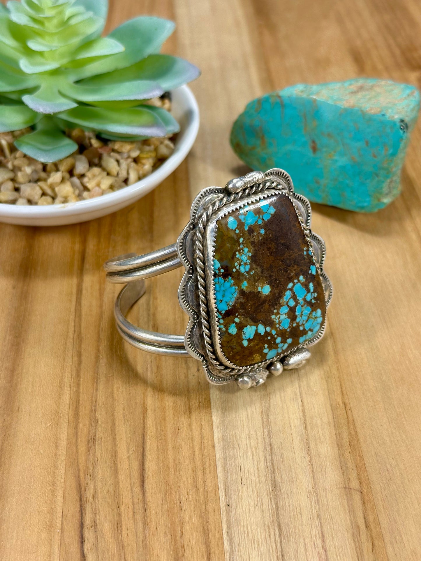 #8 Single Stone Sterling Silver Cuff Bracelet