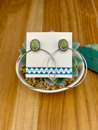 #8 Turquoise Sterling Hoop Earrings