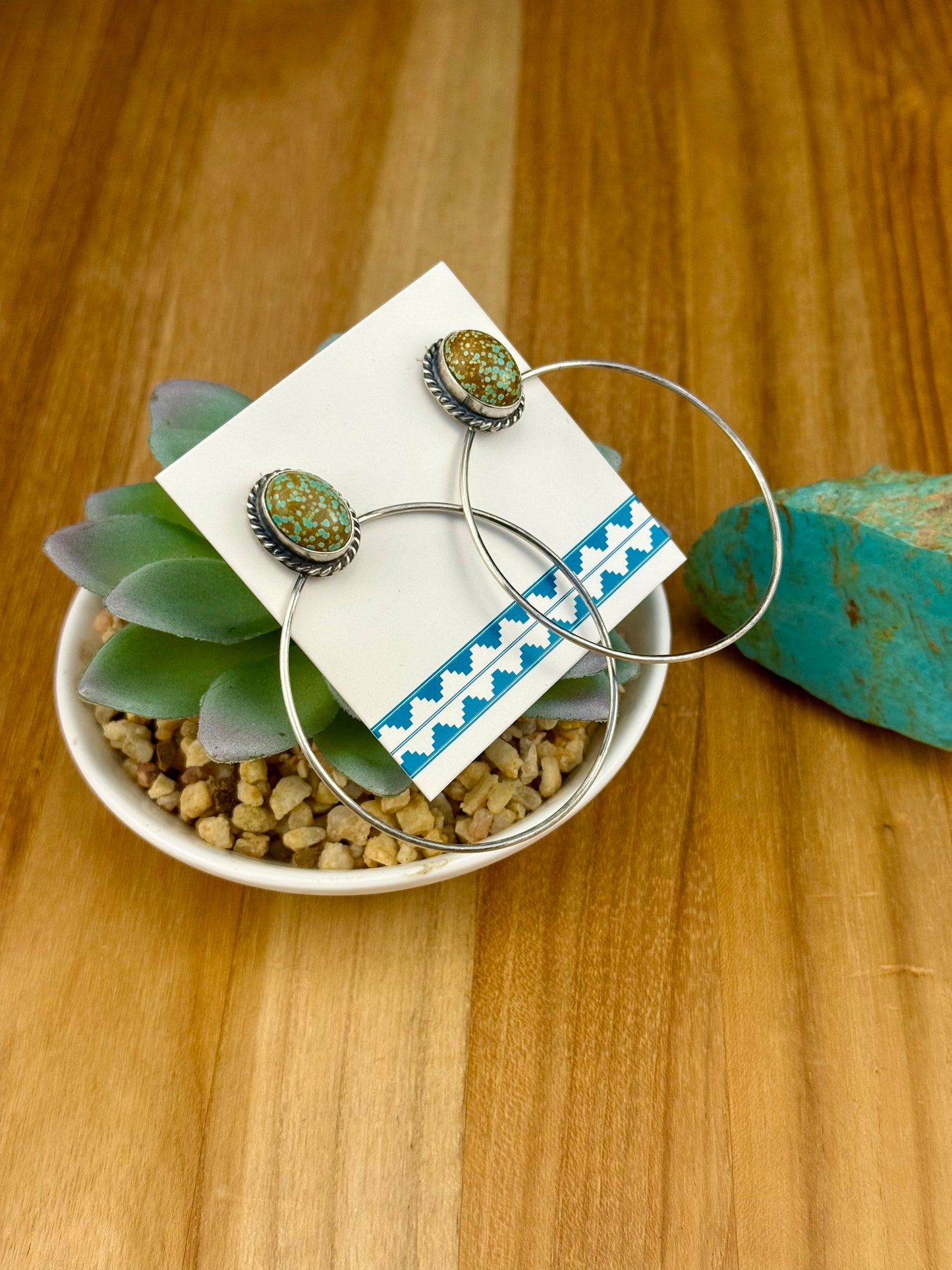 #8 Turquoise Sterling Hoop Earrings
