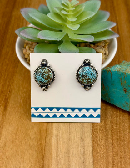 #8 Turquoise Circle Stud Earrings