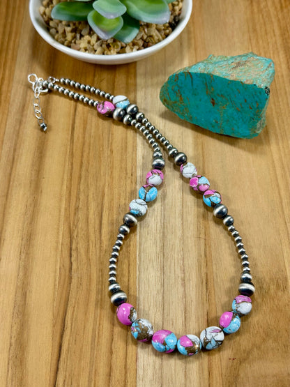 Cotton Candy Color Pearl Necklace