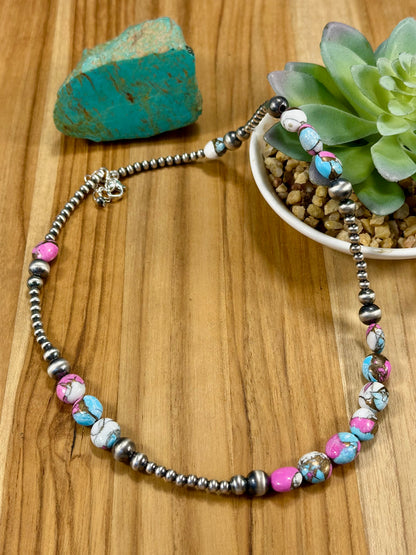 Cotton Candy Color Pearl Necklace