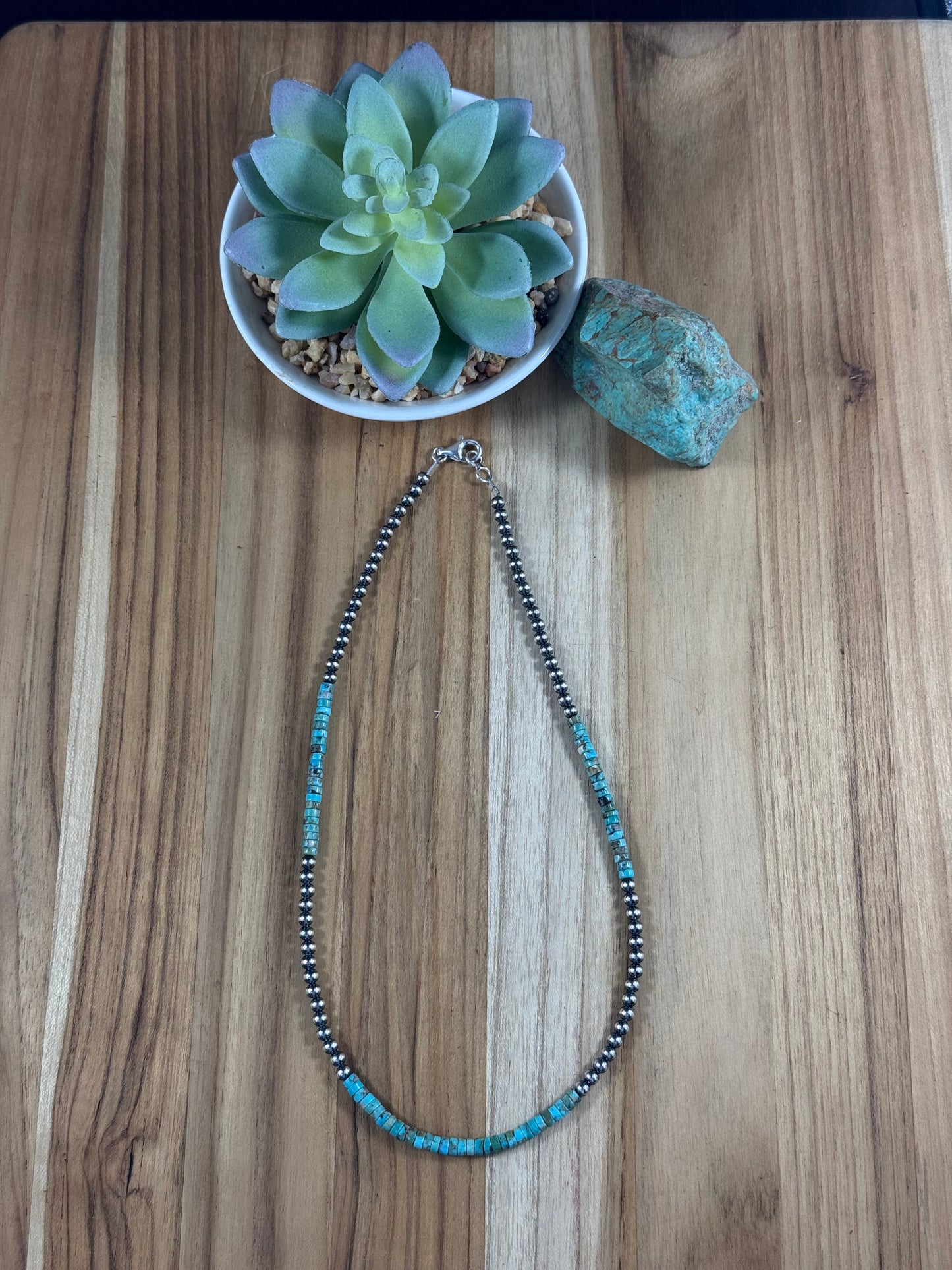 4mm Sterling Silver and Turquoise Necklace