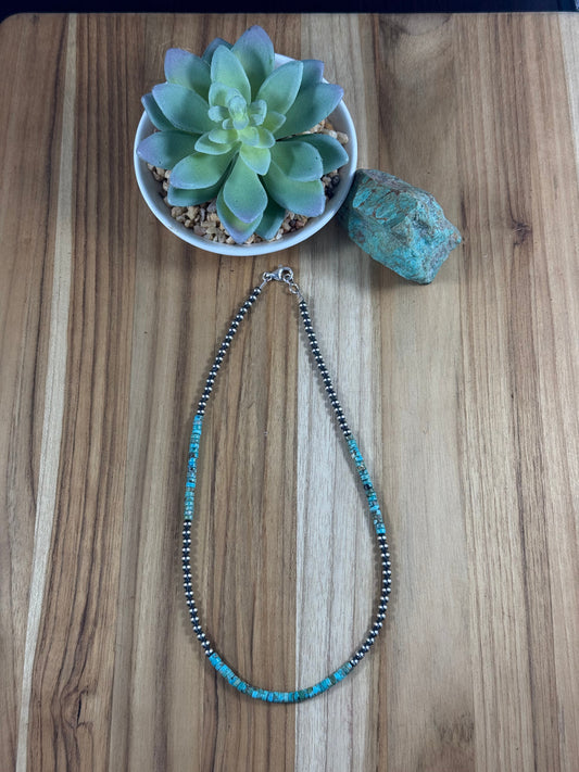 4mm Sterling Silver and Turquoise Necklace