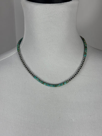 4mm Sterling Silver and Turquoise Necklace