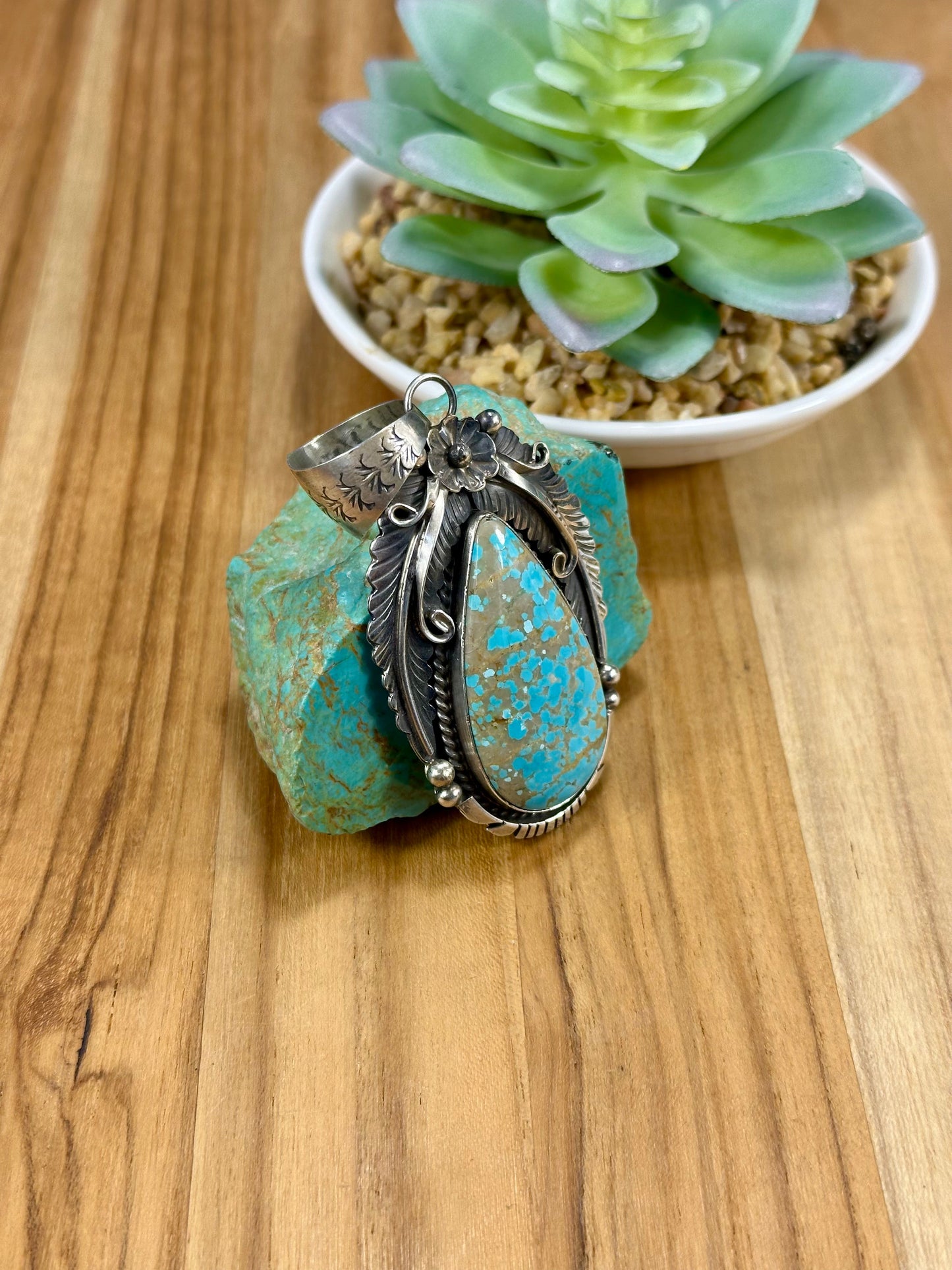 #8 Teardrop Sterling Silver Feather Pendant