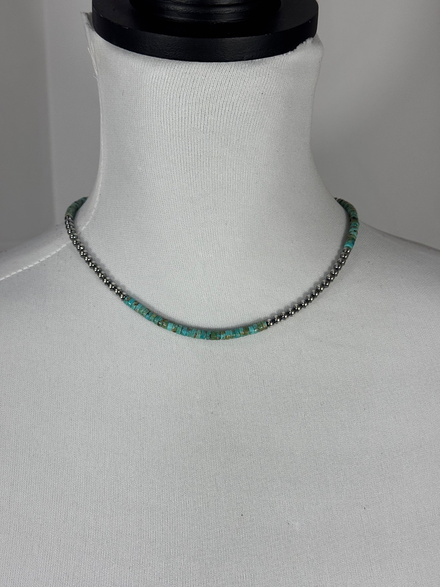 4mm Sterling Silver and Turquoise Necklace