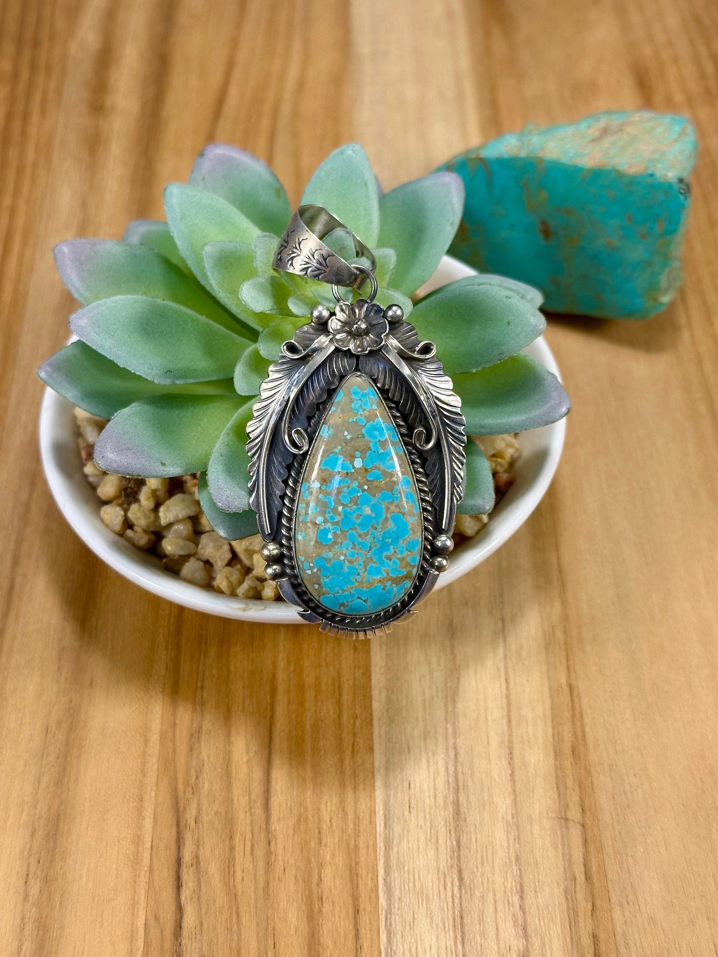 #8 Teardrop Sterling Silver Feather Pendant