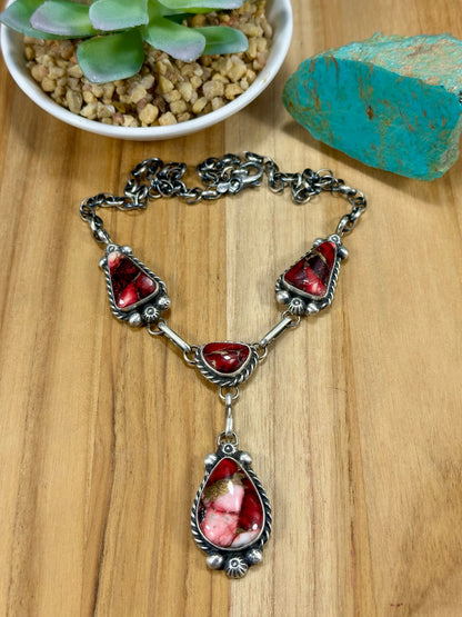 Dahlia Rose Sterling Silver Lariat Necklace & Earring Set