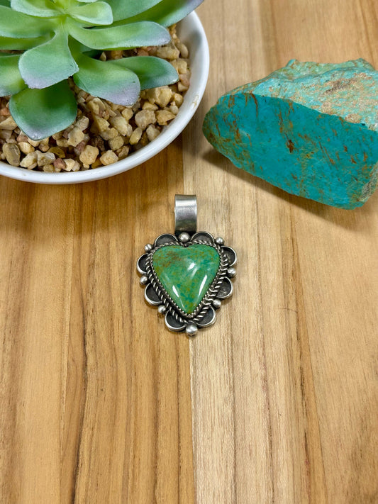 Kingman Turquoise Heart Sterling Silver Pendant