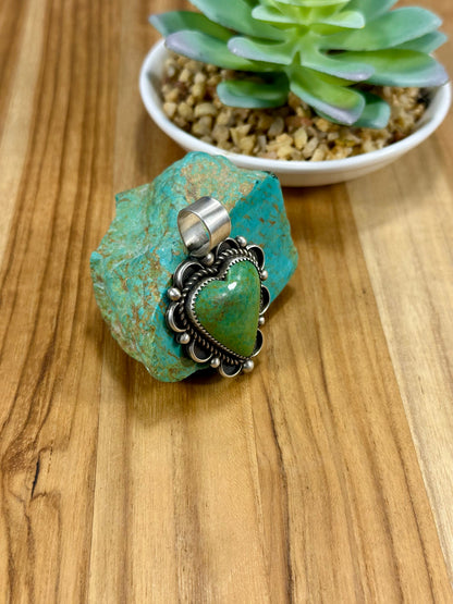 Kingman Turquoise Heart Sterling Silver Pendant