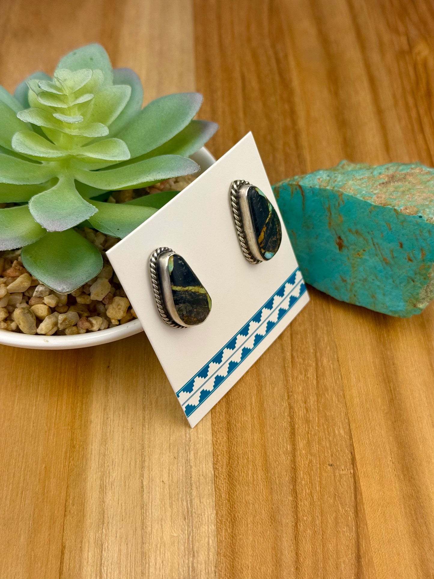 Blackjack Turquoise Sterling Stud Earrings