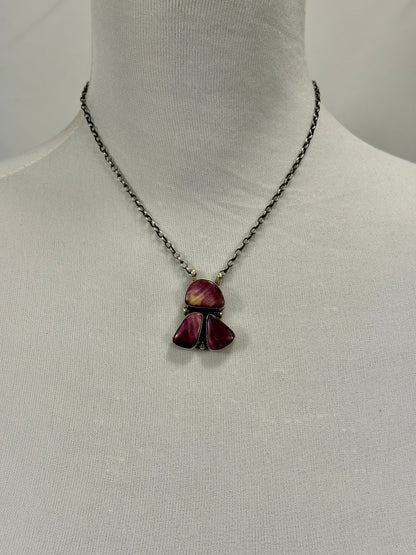 Purple Spiny 3 Stone Sterling Silver Necklace