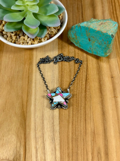 Cotton Candy Star Sterling Silver Necklace