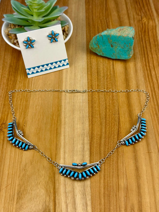Kingman Turquoise Cluster Necklace