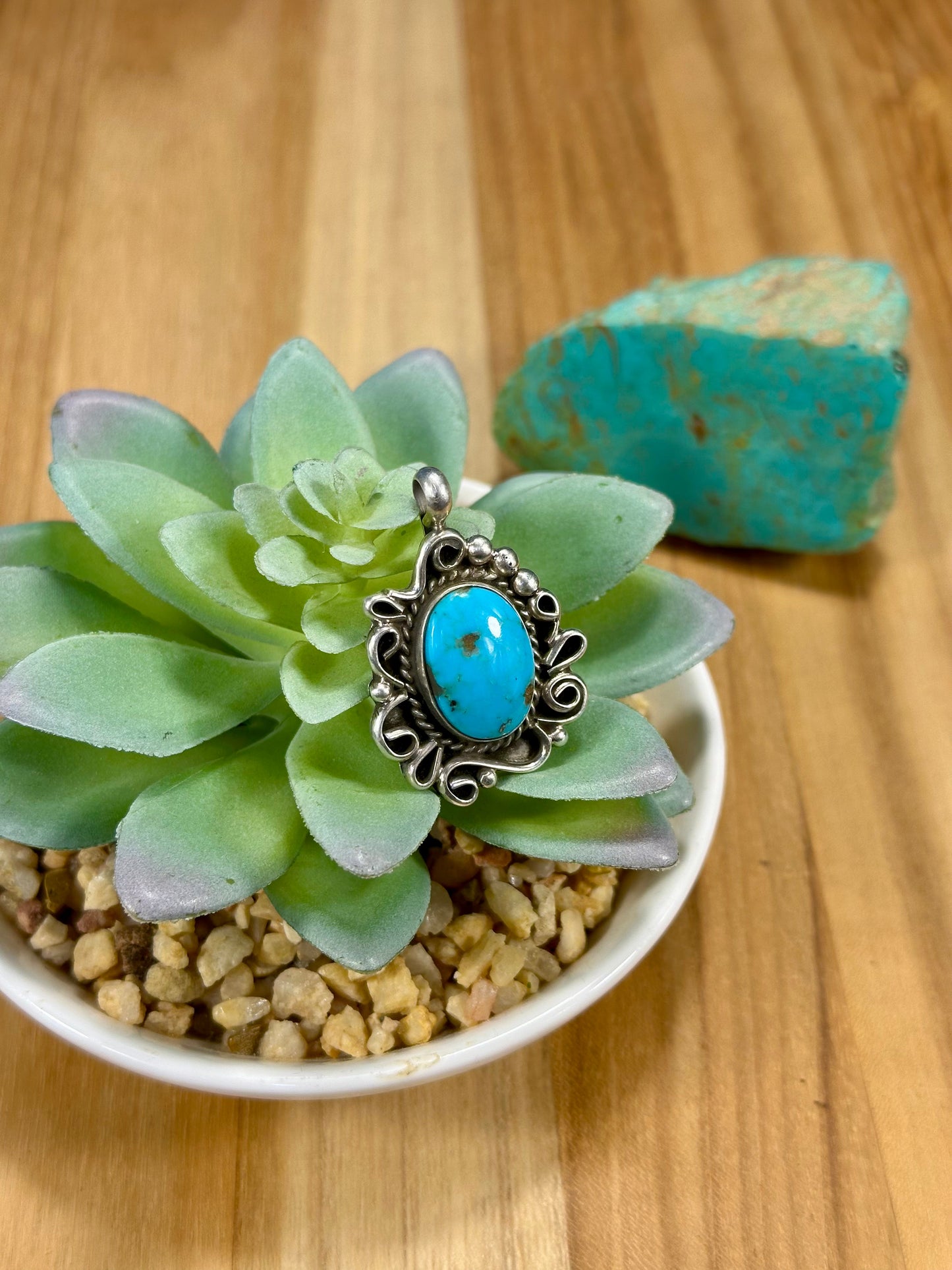 Kingman Turquoise Oval Sterling Silver Pendants