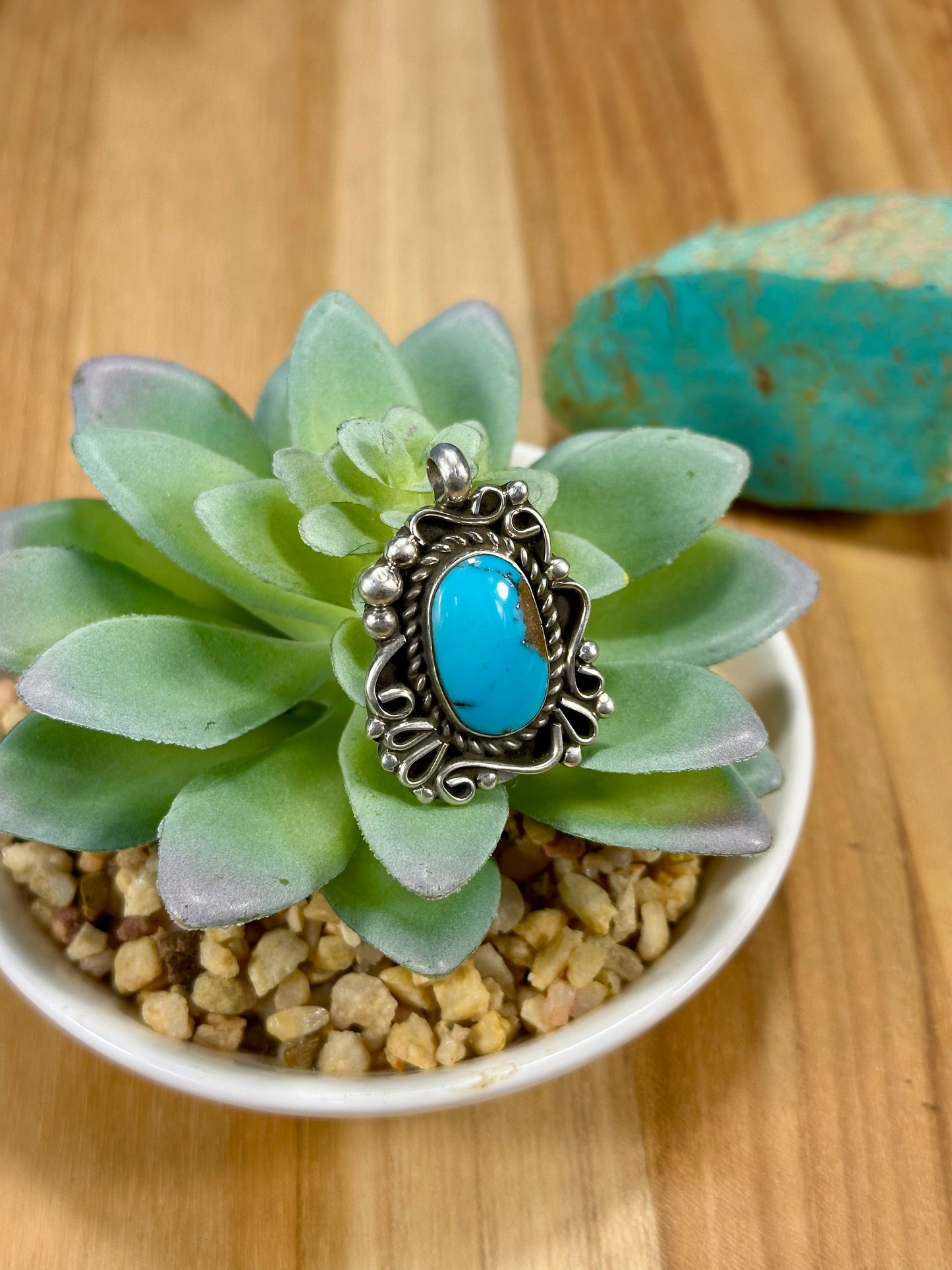 Kingman Turquoise Oval Sterling Silver Pendants