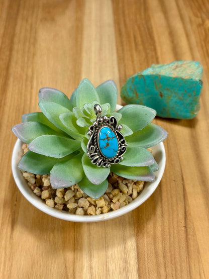Kingman Turquoise Oval Sterling Silver Pendants