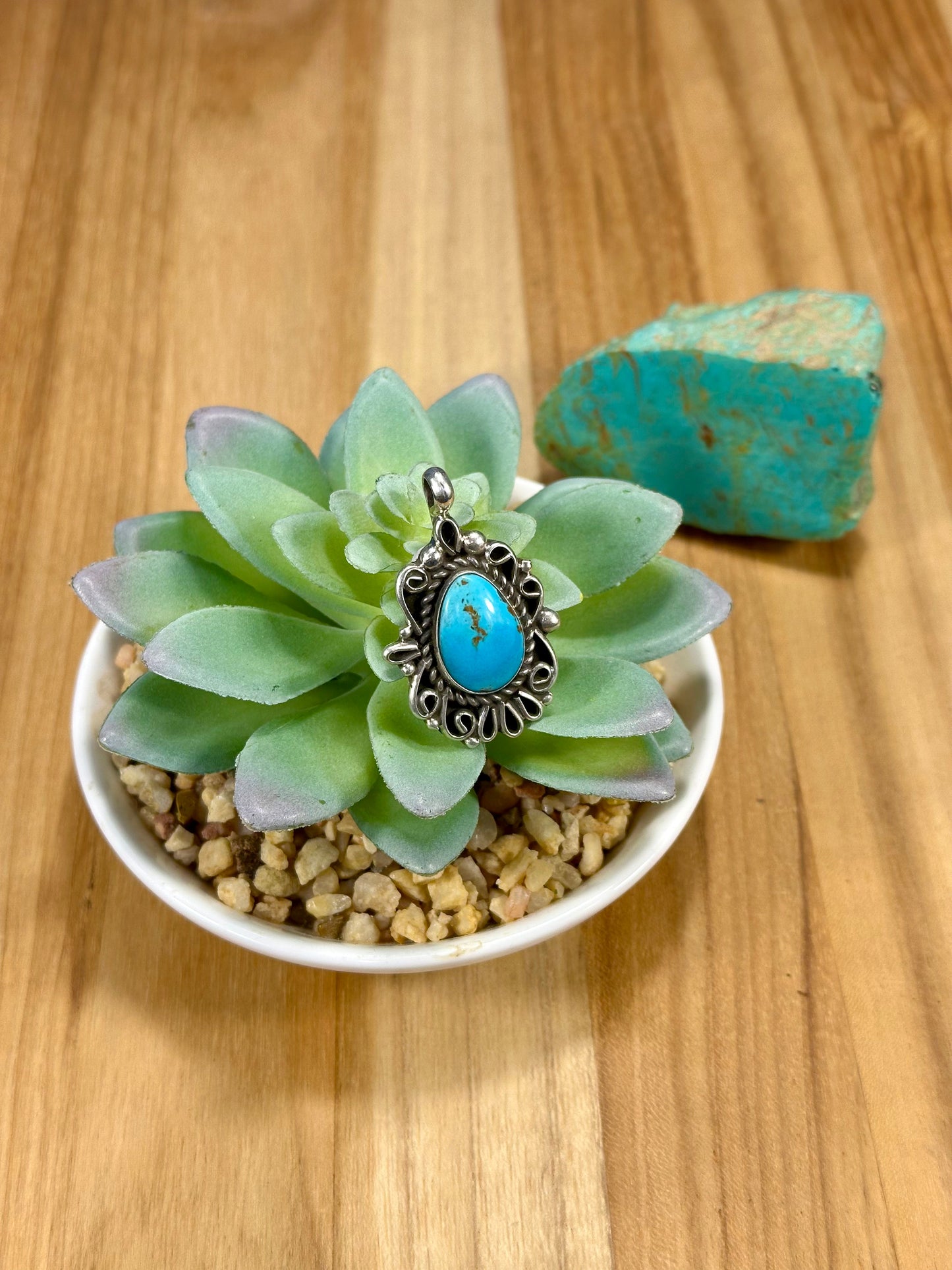 Kingman Turquoise Oval Sterling Silver Pendants