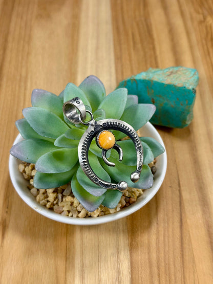 Orange Spiny Naja Sterling Silver Pendant
