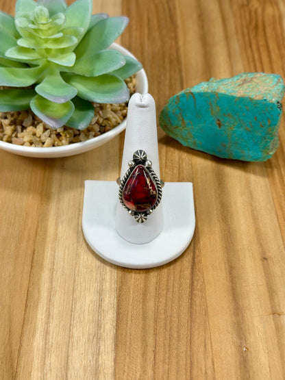 Dahlia Rose Teardrop Sterling Silver Ring