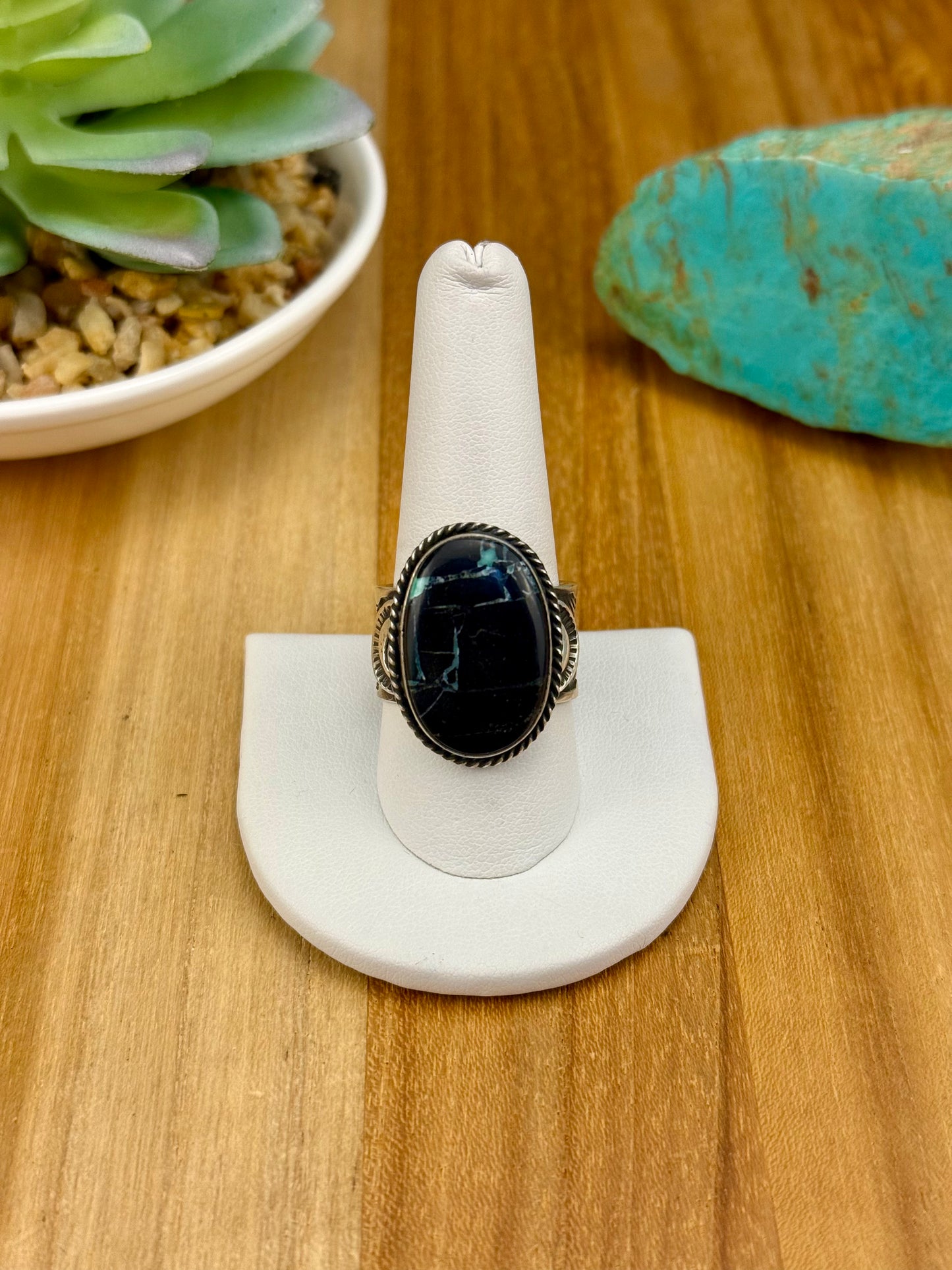 Blackjack Oval Single Stone Sterling Ring