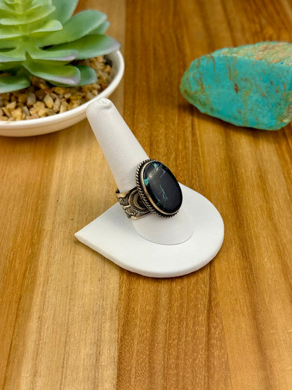 Blackjack Oval Single Stone Sterling Ring