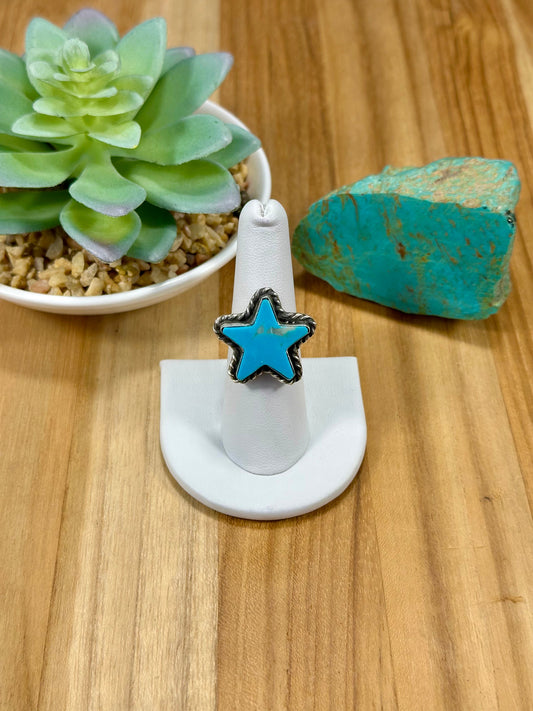 Kingman Turquoise Star Sterling Silver Ring
