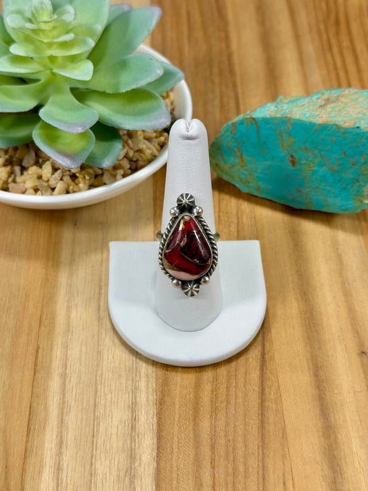Dahlia Rose Teardrop Sterling Silver Ring